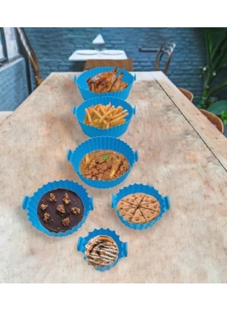 Generic - Set of 6 Different Sizes Non-Stick Silicone Air Fryer Molds, Food Safe Round Air Fryer Silicone Pan Mold, Air Fryer Liner Replacement for Flammable Parchment Paper, Reusable Oven Basket, Kitchen Oven Accessories, Suitable for Air Fryer Base Sizes Starting from 8cm to 20cm (Multiple Colors Come Randomly) - Image 1
