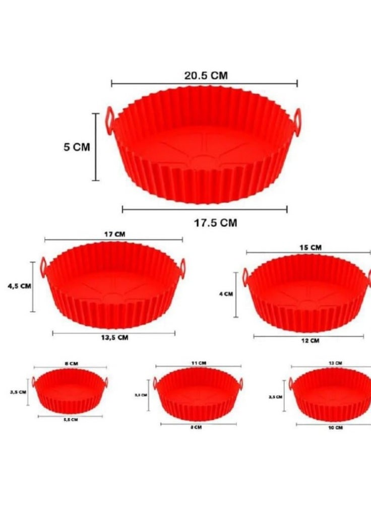Generic - Set of 6 Different Sizes Non-Stick Silicone Air Fryer Molds, Food Safe Round Air Fryer Silicone Pan Mold, Air Fryer Liner Replacement for Flammable Parchment Paper, Reusable Oven Basket, Kitchen Oven Accessories, Suitable for Air Fryer Base Sizes Starting from 8cm to 20cm (Multiple Colors Come Randomly) - Image 1