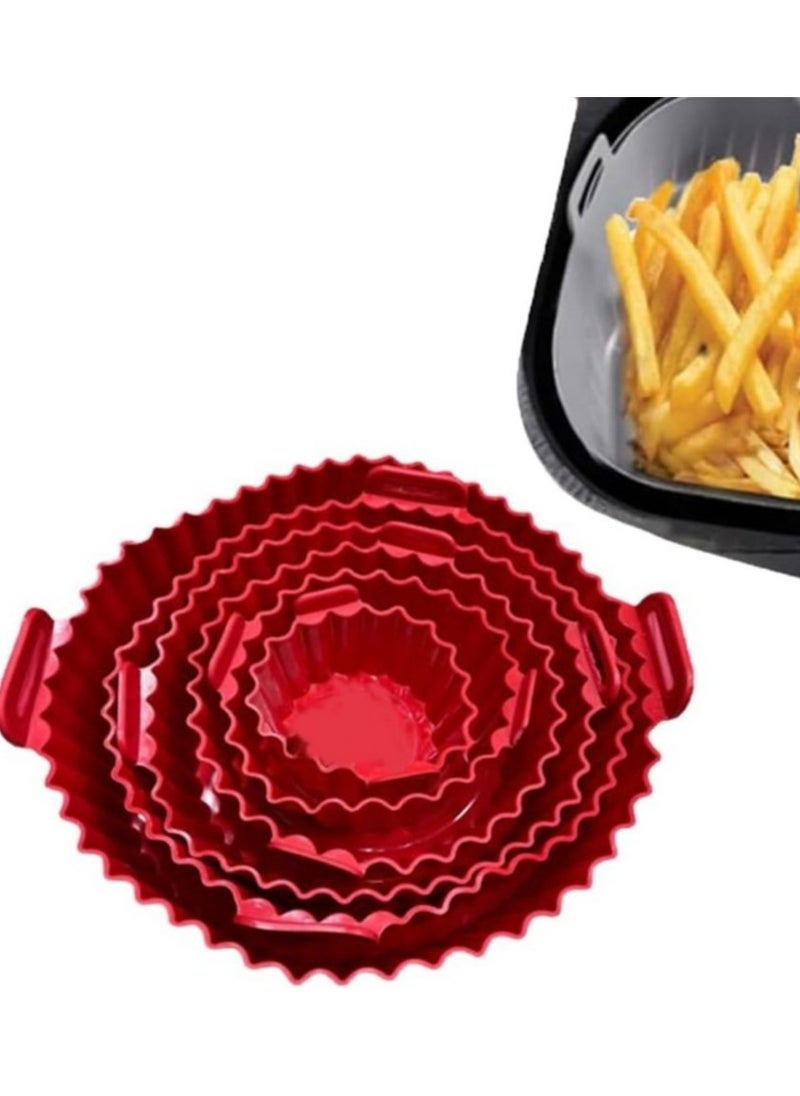 Generic - Set of 6 Different Sizes Non-Stick Silicone Air Fryer Molds, Food Safe Round Air Fryer Silicone Pan Mold, Air Fryer Liner Replacement for Flammable Parchment Paper, Reusable Oven Basket, Kitchen Oven Accessories, Suitable for Air Fryer Base Sizes Starting from 8cm to 20cm (Multiple Colors Come Randomly) - Image 1