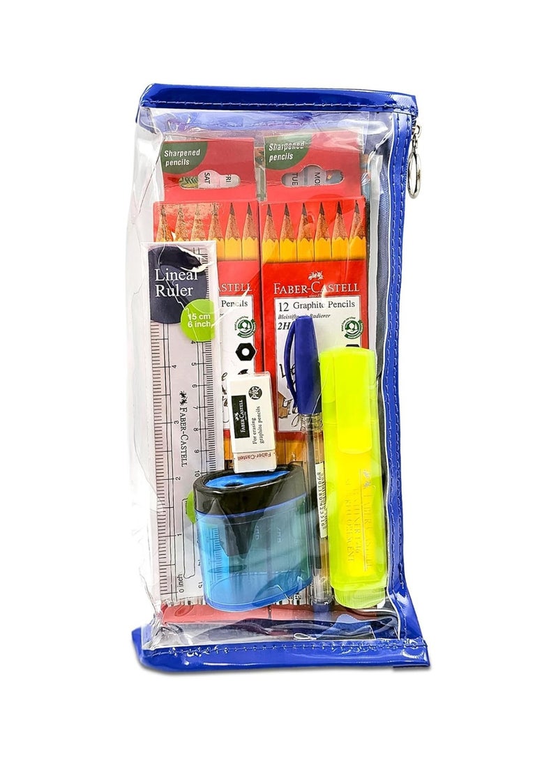FABER-CASTELL 29-Piece School Stationery Set With Clear Zipper Case - Image 2