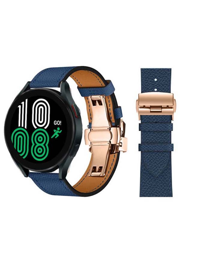 Perfii Genuine Leather Replacement Band for Samsung Galaxy Watch 4 40/44mm Blue - Image 1