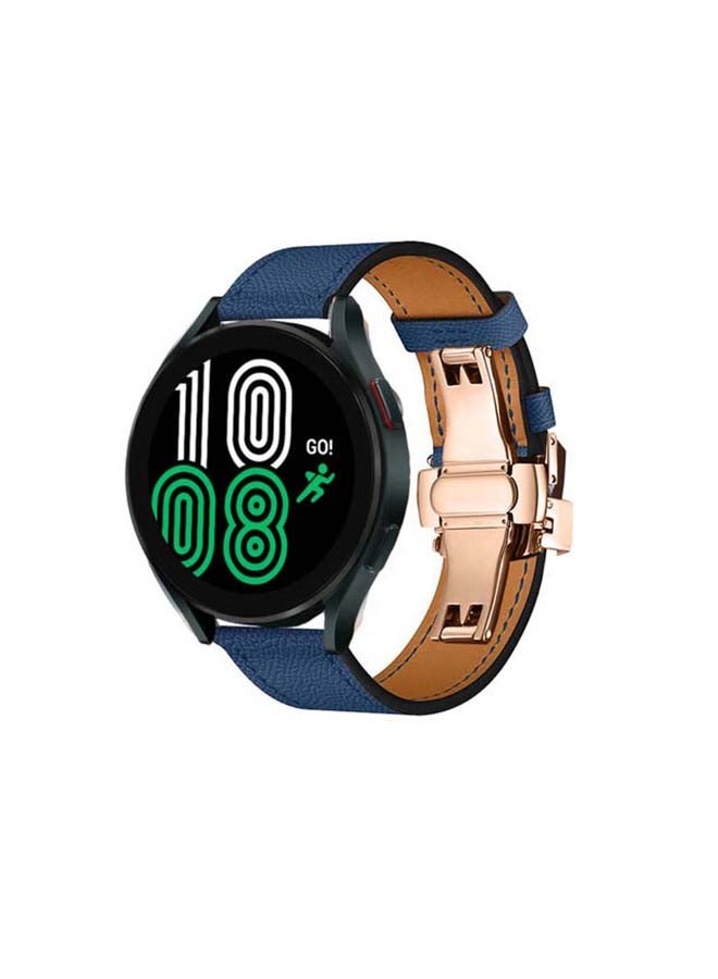 Perfii Genuine Leather Replacement Band for Samsung Galaxy Watch 4 40/44mm Blue - Image 2