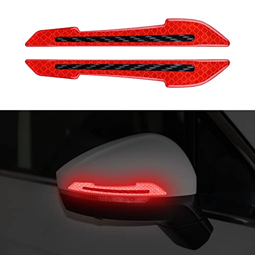 Kelenate® (Red) 2 Pcs Car Reflective Stickers Super Reflective Rearview Mirror Trim Stickers Car Anti-Collision Strips Reflective Anti-Scratch Protection Compatible with KWID - Image 1