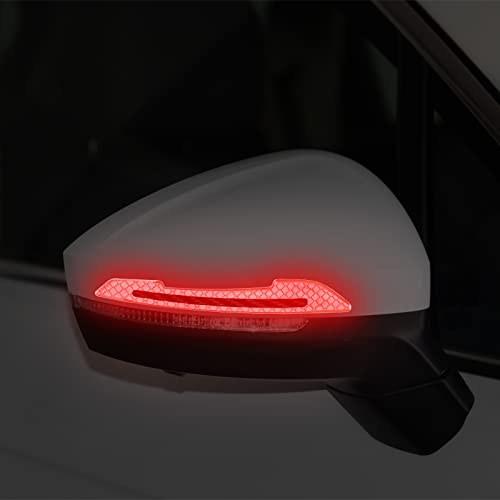 Kelenate® (Red) 2 Pcs Car Reflective Stickers Super Reflective Rearview Mirror Trim Stickers Car Anti-Collision Strips Reflective Anti-Scratch Protection Compatible with KWID - Image 3