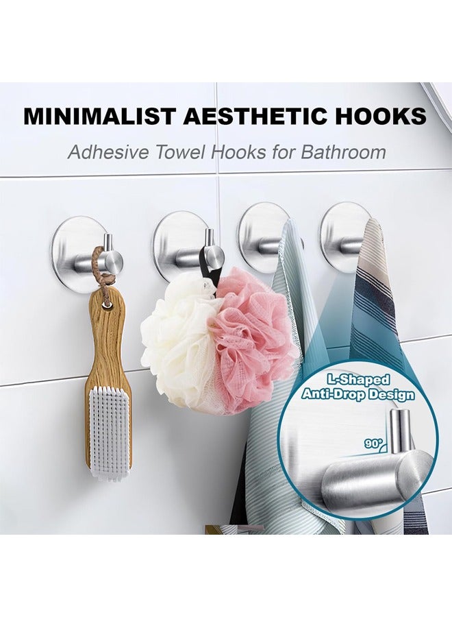 Adhesive Towel Hooks Stainless Steel Sticky Hooks Wall Hooks Holder No Drill for Hanging Coat, Hat, Towel Robe for Bathroom Kitchen Door Window Cabinet Sticky Hooks(Silver 4 PCS) - Image 4