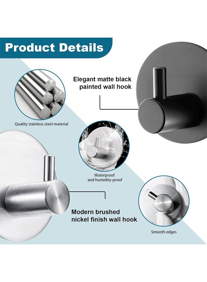 Adhesive Towel Hooks Stainless Steel Sticky Hooks Wall Hooks Holder No Drill for Hanging Coat, Hat, Towel Robe for Bathroom Kitchen Door Window Cabinet Sticky Hooks(Silver 4 PCS) - Image 5