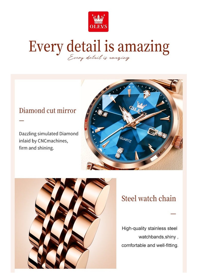 OLEVS ساعات للنساء ساعة أنالوج مقاومة للماء من الفولاذ المقاوم للصدأ كوارتز 32 مم 5536 - Image 5