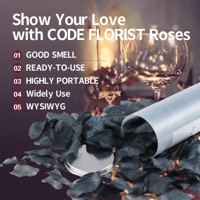 CODE FLORIST بتلات الورد السوداء من كود فلورست 1100 قطعة لعيد الحب، ليلة رومانسية، اقتراح زواج، زينة ذكرى سنوية (معطرة مفصولة) - Image 4