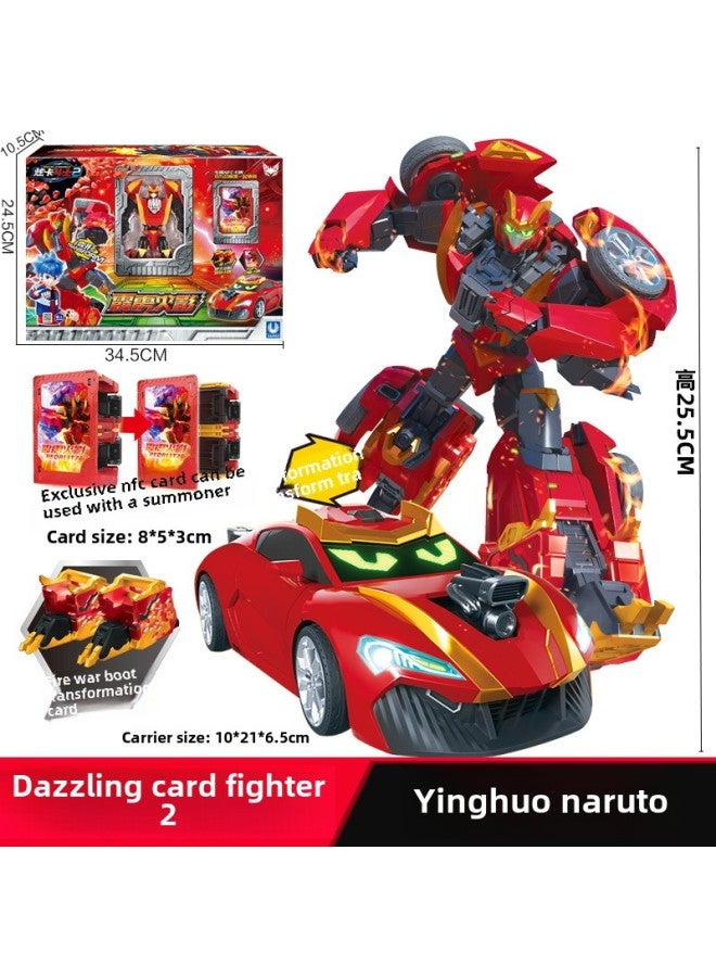 Genuine Dazzle Card Fighter Deformation Toy Dazzle Blue Lightning Super Dazzle Electric King Children's Deformation Robot Black Iron God Of War-Color:8152【shuo Naruto】  - Image 1