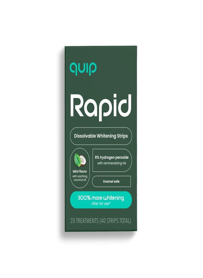 quip Rapid Dissolvable Teeth Whitening Strips, 20 Treatments, 8% Hydrogen Peroxide, 3X Whiter After 1st Use, Fast-Acting 15-Min Results, Mint with Coconut Oil, 40 Strips - Image 1