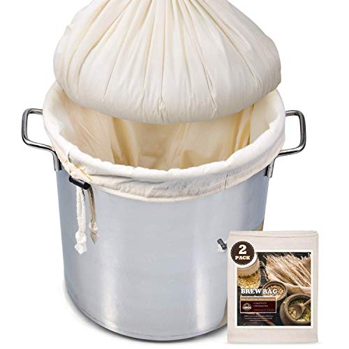 Brew Bag 26 x 22 2 Pack 100 Unbleached Cotton Bag for Homebrewing Fine Cheesecloth Bag for FruitCiderWineBeer Reusable Drawstring Straining