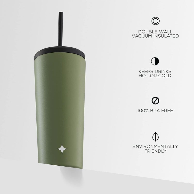 JoyJolt Vacuum Insulated 24 oz Tumbler with Lid and Straw (2 Each) Vacuum Double Wall Stainless Steel Tumbler, Copper Lined for 12Hr Hold/Cold Drinks. Leakproof Water Bottle, Tea or Iced Coffee Cup - Image 5