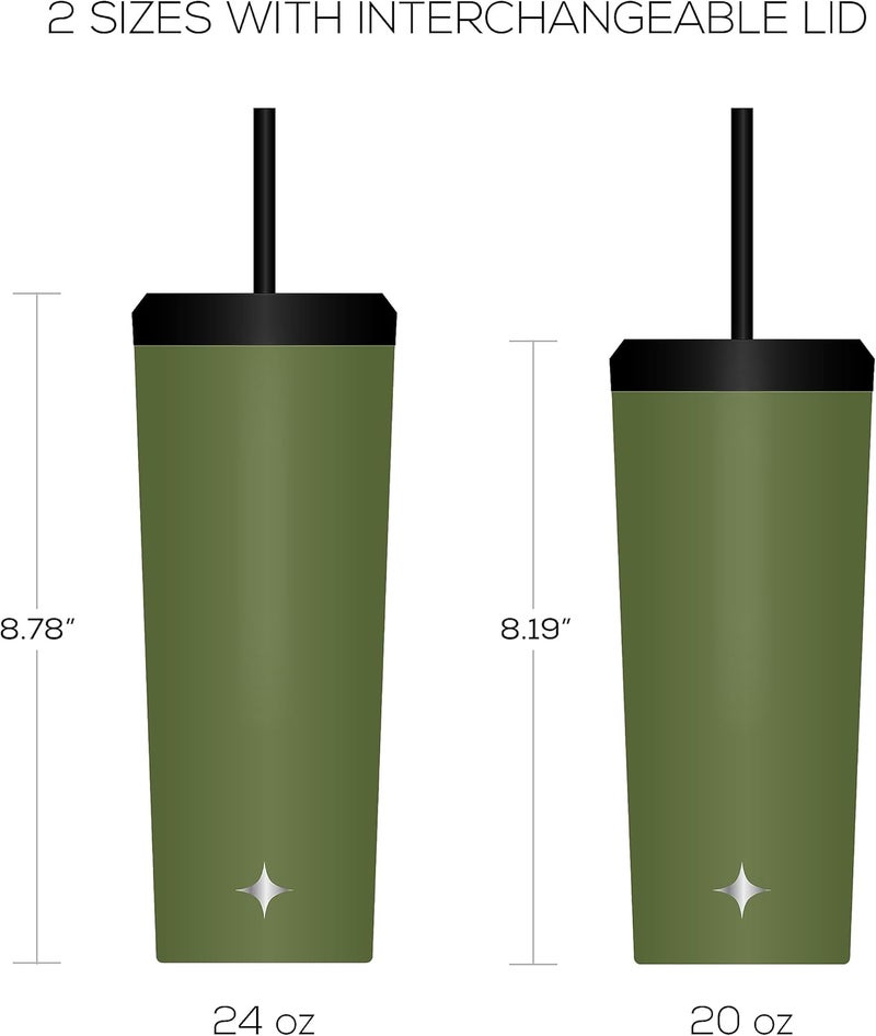 JoyJolt Vacuum Insulated 24 oz Tumbler with Lid and Straw (2 Each) Vacuum Double Wall Stainless Steel Tumbler, Copper Lined for 12Hr Hold/Cold Drinks. Leakproof Water Bottle, Tea or Iced Coffee Cup - Image 2