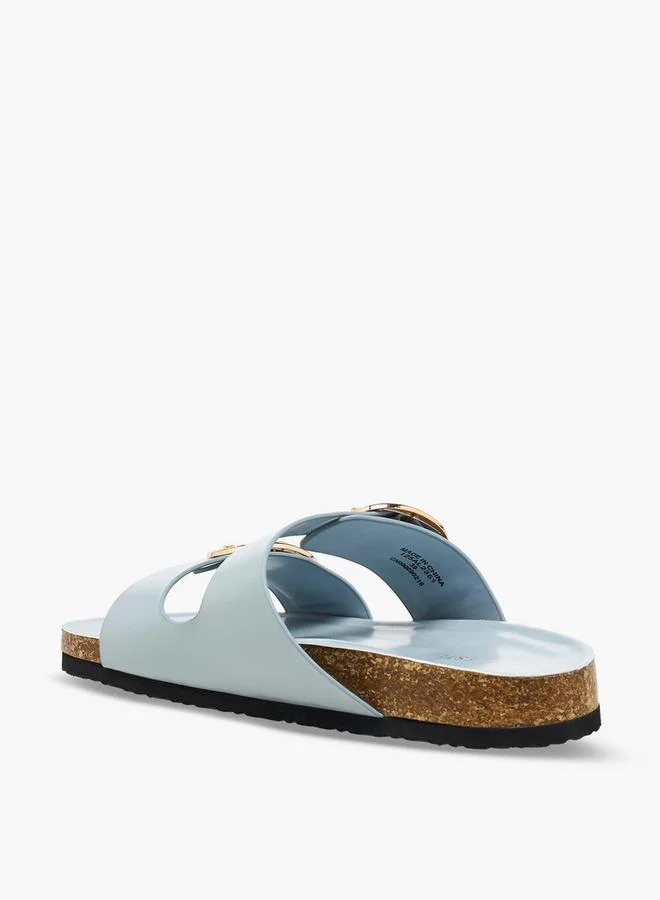 Celeste BLUE Women Buckle Detail Slide Sandals for Women | Best Price UAE