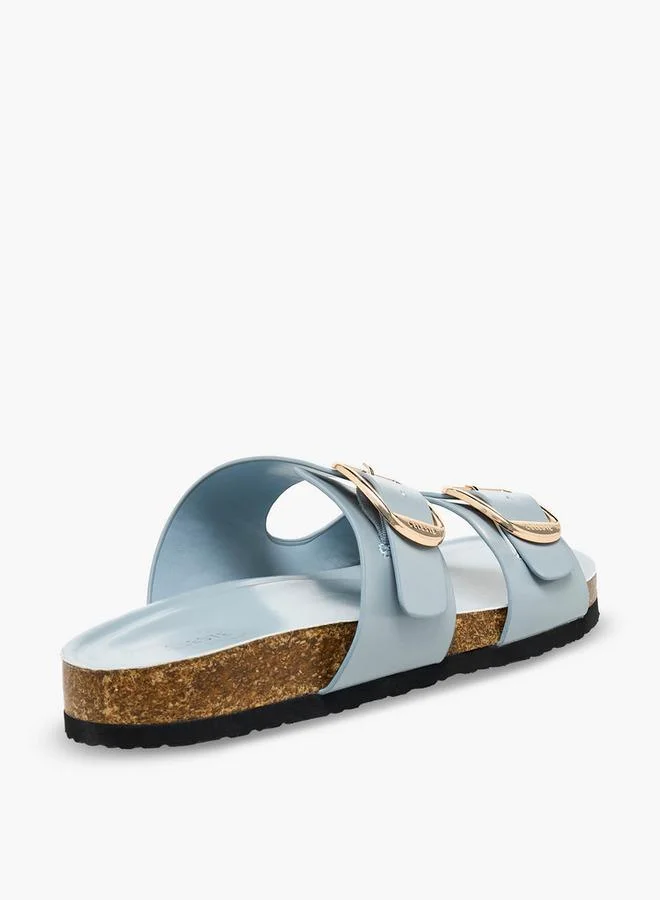 Celeste BLUE Women Buckle Detail Slide Sandals for Women | Best Price UAE