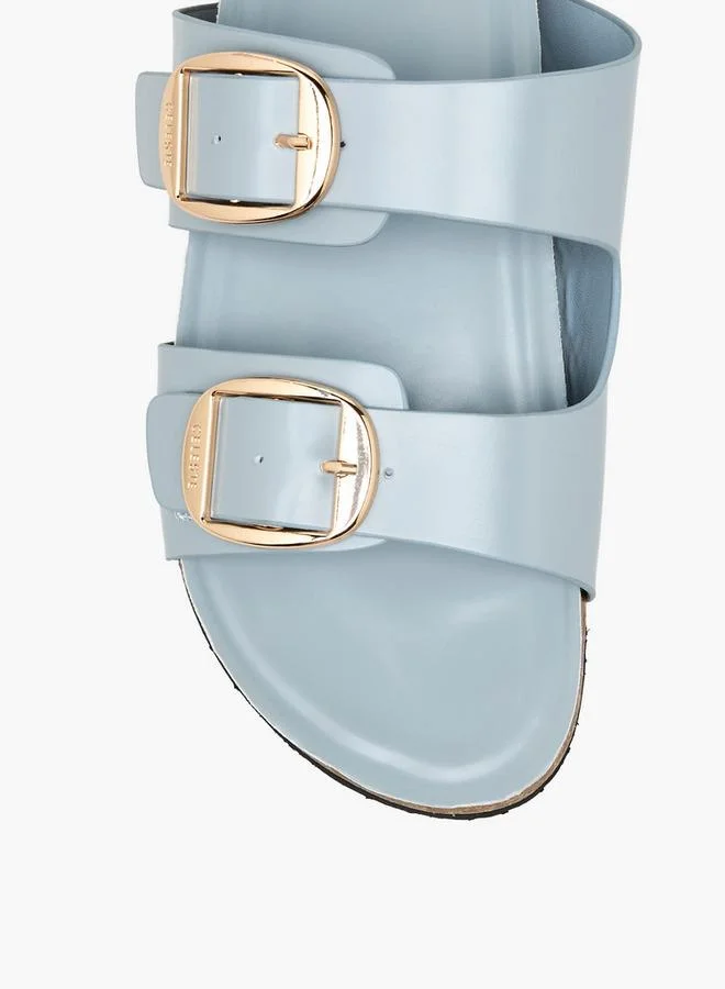 Celeste BLUE Women Buckle Detail Slide Sandals for Women | Best Price UAE