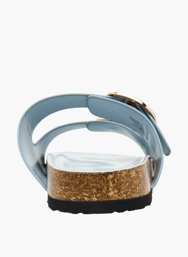 Celeste BLUE Women Buckle Detail Slide Sandals for Women | Best Price UAE