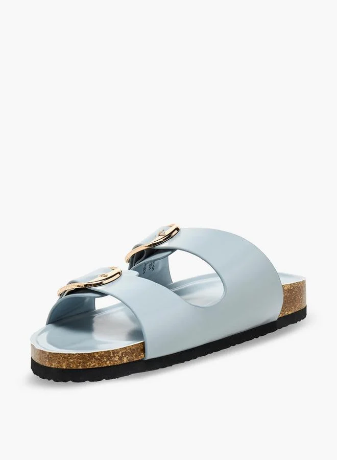 Celeste BLUE Women Buckle Detail Slide Sandals for Women | Best Price UAE