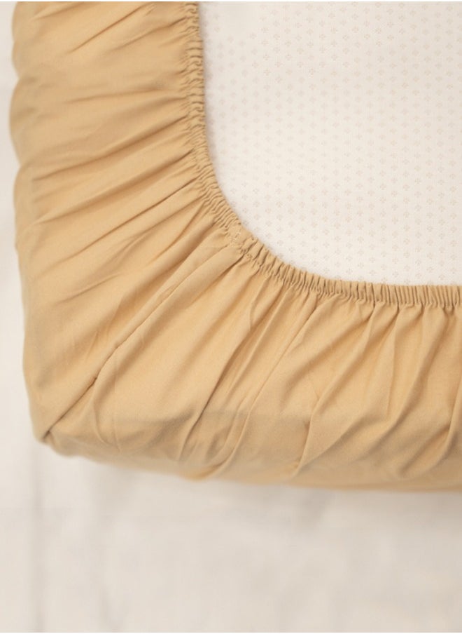 American Linen - Double Plain Fitted Sheet with 2 Pillow Case 160 x 200 Cm Beige - Image 1