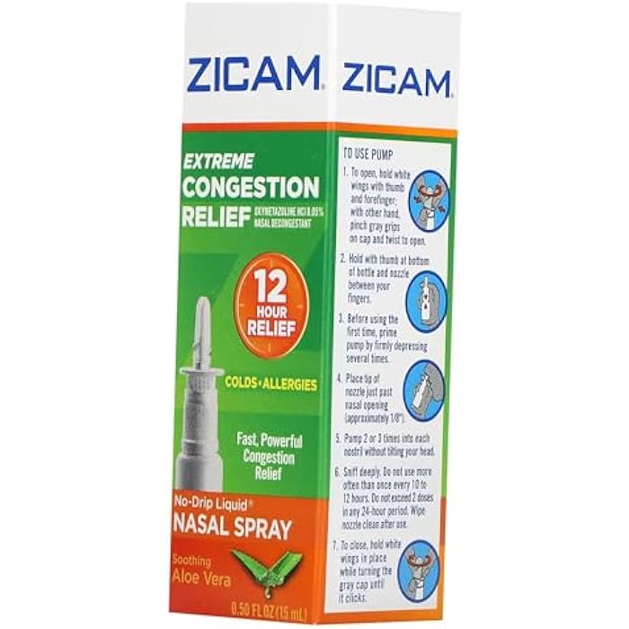 Zicam Extreme Congestion Relief Nasal Spray, 12 Hour Relief, No-Drip Liquid with Soothing Aloe Vera - 0.50 fl oz (Pack of 4) - Image 3
