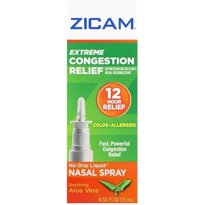 Zicam Extreme Congestion Relief Nasal Spray, 12 Hour Relief, No-Drip Liquid with Soothing Aloe Vera - 0.50 fl oz (Pack of 4) - Image 1