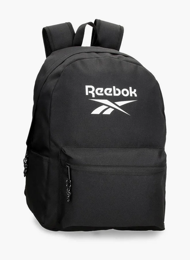 Logo Print School Backpack with Adjustable Straps and Zip Closure - 38x19x43 cm