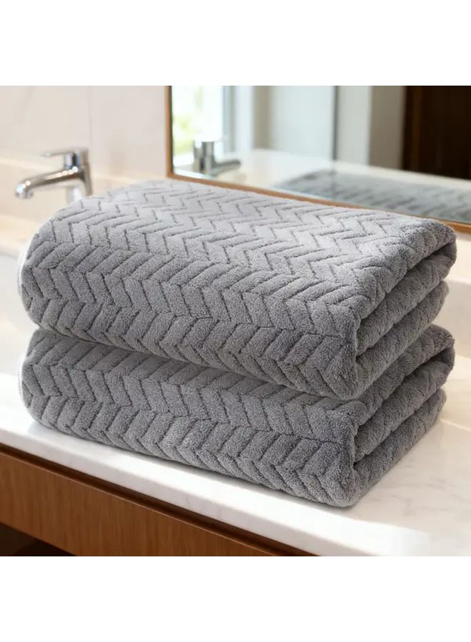 Light Gray Super Large Bath Towel 2 Pack Microfiber High Absorbency Quick Dry Soft - Image 1