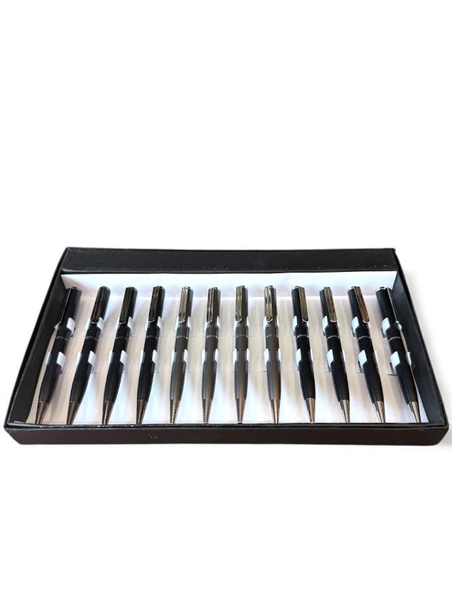 ركس بكج أقلام فاخرة لون اسود و رمادي جودة عالية وأداء سلس حبر جاف ازرق 12 قلم  69755 - Image 1