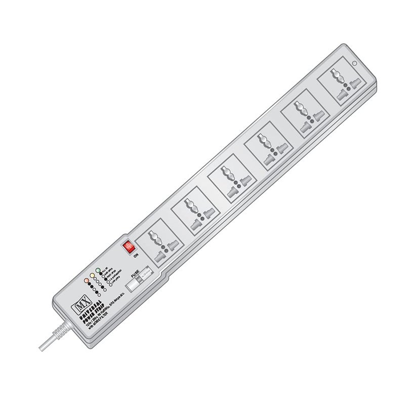 MX MX 6 Outlet Power Strip with Universal Socket 3m Extension Cord International Sockets Master Switch with MultiPlug Socket Extension Board for Home Office 5 Amp  - Image 1