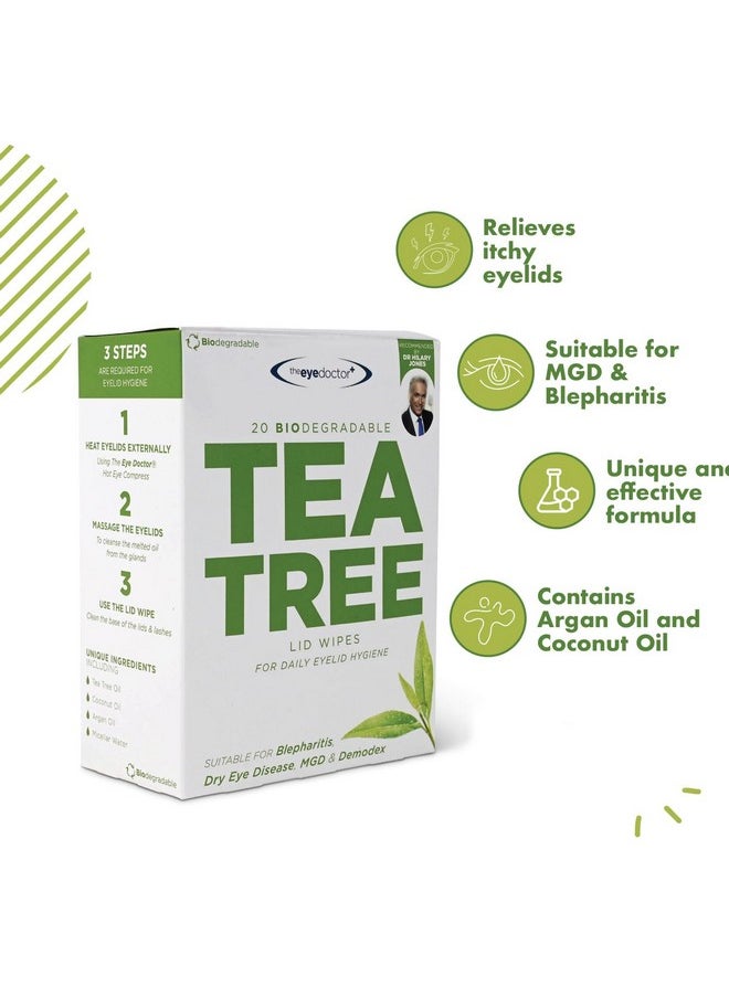 The Eye Doctor Tea Tree Eyelid Wipes 40X Cleansing Lid Wipes Suitable For Dry Eye Blepharitis Mgd & Demodex Tea Tree Coconut & Argan Oil  - Image 2