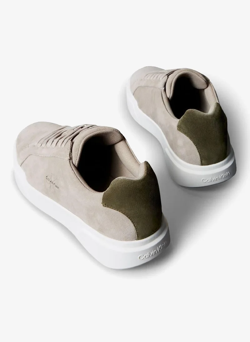 Calvin Klein Jeans Desert Taupe/Medieval Forest CK Avenue - Suede Logo Trainers for Men | Best Price UAE