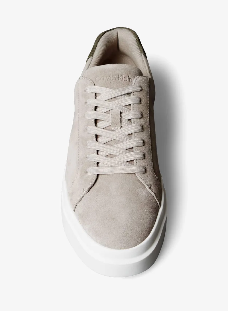 Calvin Klein Jeans Desert Taupe/Medieval Forest CK Avenue - Suede Logo Trainers for Men | Best Price UAE