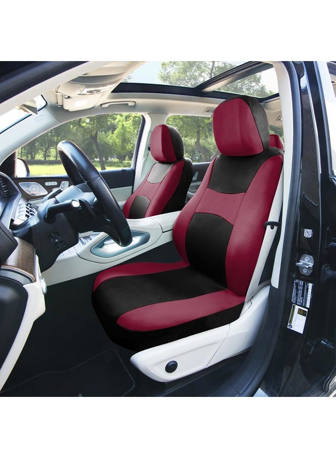FH Group Automotive Seat Covers Burgundy Universal Fit Bucket And Bench Cover Fits Most Cars, Suvs, And Trucks (Full Set Airbag Compatible With Split Bench) FB030BURGUNDY115-SEAT - Image 2