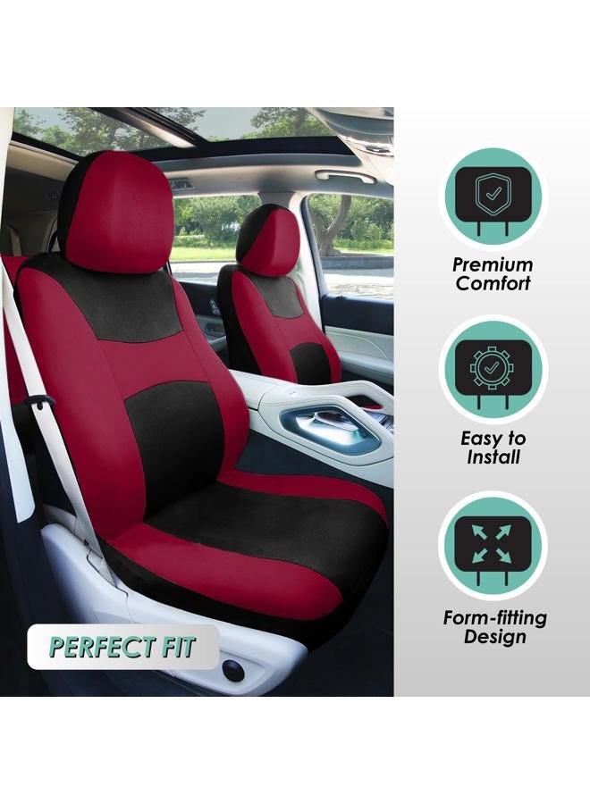 FH Group Automotive Seat Covers Burgundy Universal Fit Bucket And Bench Cover Fits Most Cars, Suvs, And Trucks (Full Set Airbag Compatible With Split Bench) FB030BURGUNDY115-SEAT - Image 3