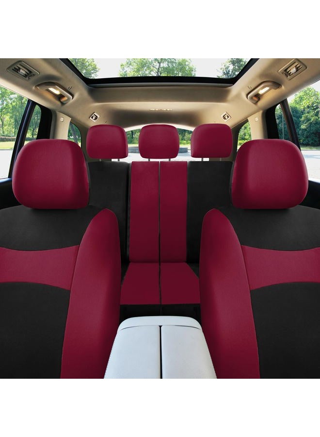 FH Group Automotive Seat Covers Burgundy Universal Fit Bucket And Bench Cover Fits Most Cars, Suvs, And Trucks (Full Set Airbag Compatible With Split Bench) FB030BURGUNDY115-SEAT - Image 4