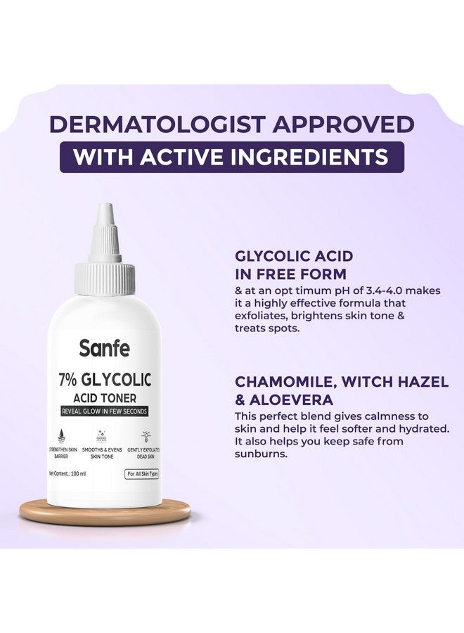 Sanfe Ordinary 7% Glycolic Acid Toner | Reveals glow in 30 seconds | Gently Exfoliates Even Tone Smooths Skin Texture Improvement Visible Clarity Reveal Radiant Skin | For Body, Face, Underarms & Scalp| 100 ml - Image 4