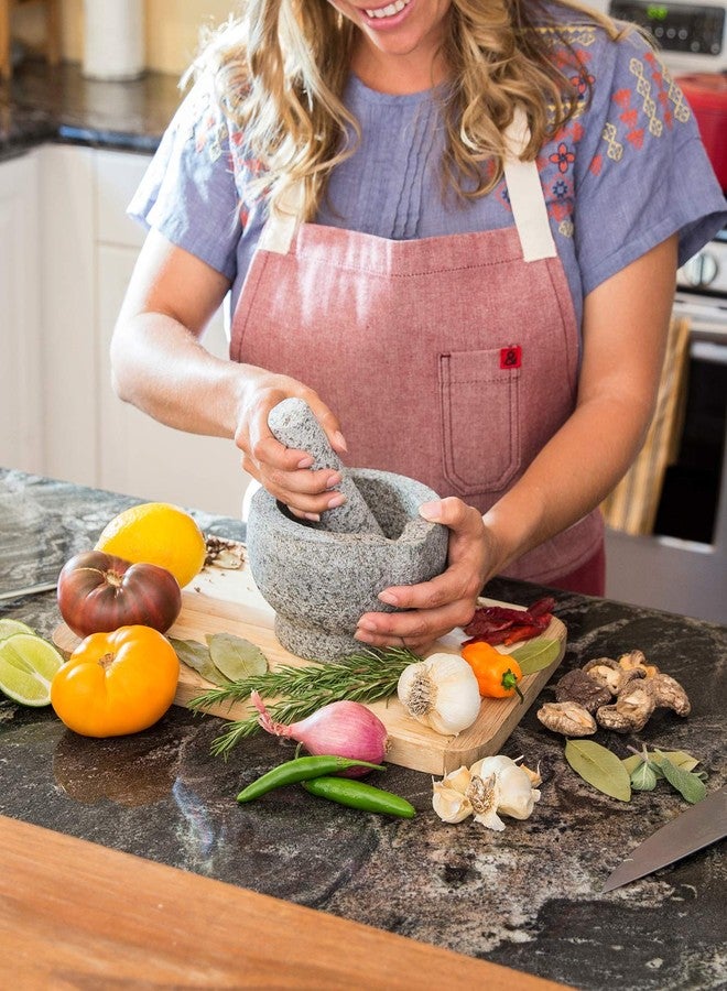 Kitchendise طقم هاون ومدقة من الجرانيت - وعاء جواكامولي مولكاخيتي تقليدي، سعة كبيرة 15 أونصة سائلة (كوبين)، مطحنة من الحجر الطبيعي مع صنبور صب + كتاب وصفات إلكتروني إضافي، وسادة مانعة للانزلاق، فرشاة تنظيف عضوية - Image 4