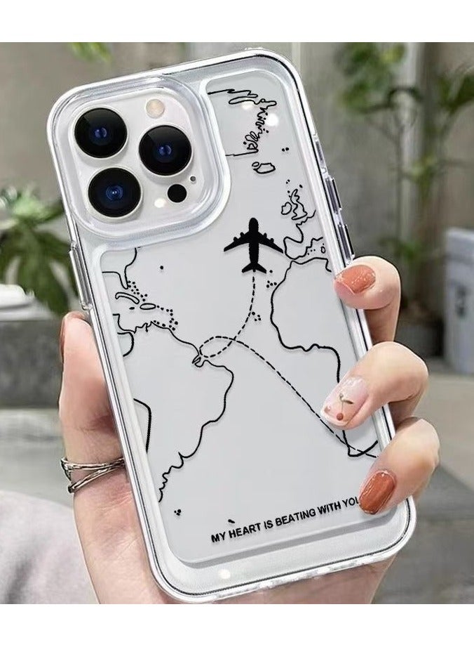 Transparent Space Shell – Airplane Map 322 Design for iPhone 16 Pro, Stylish and Protective Case - Image 3