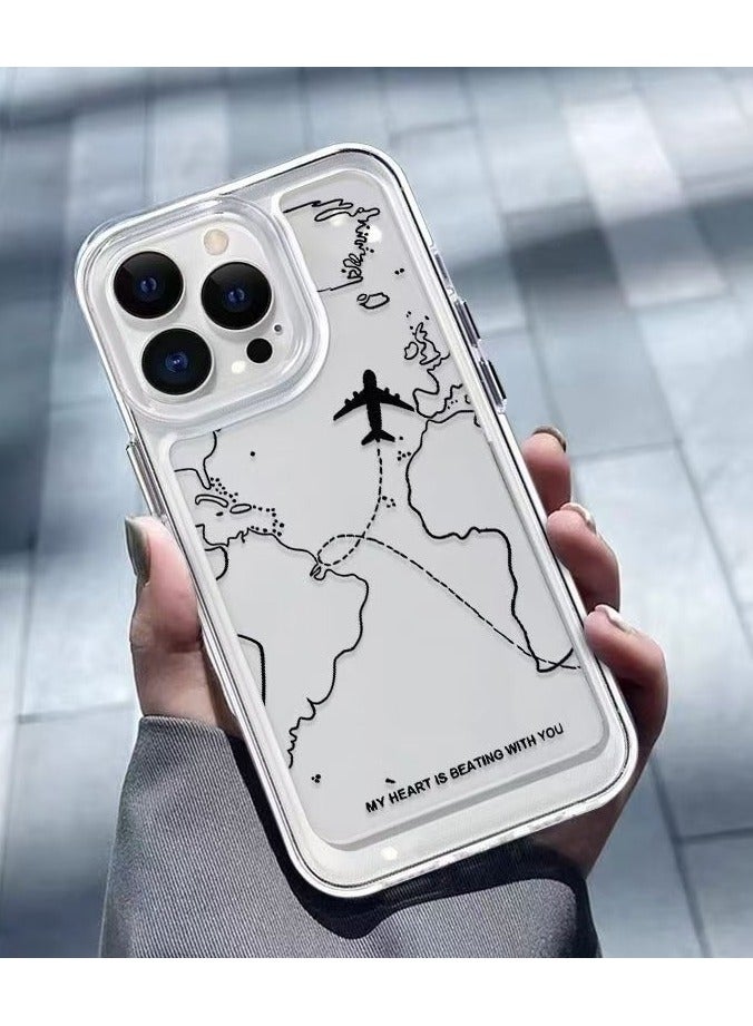 Transparent Space Shell – Airplane Map 322 Design for iPhone 16 Pro, Stylish and Protective Case - Image 4
