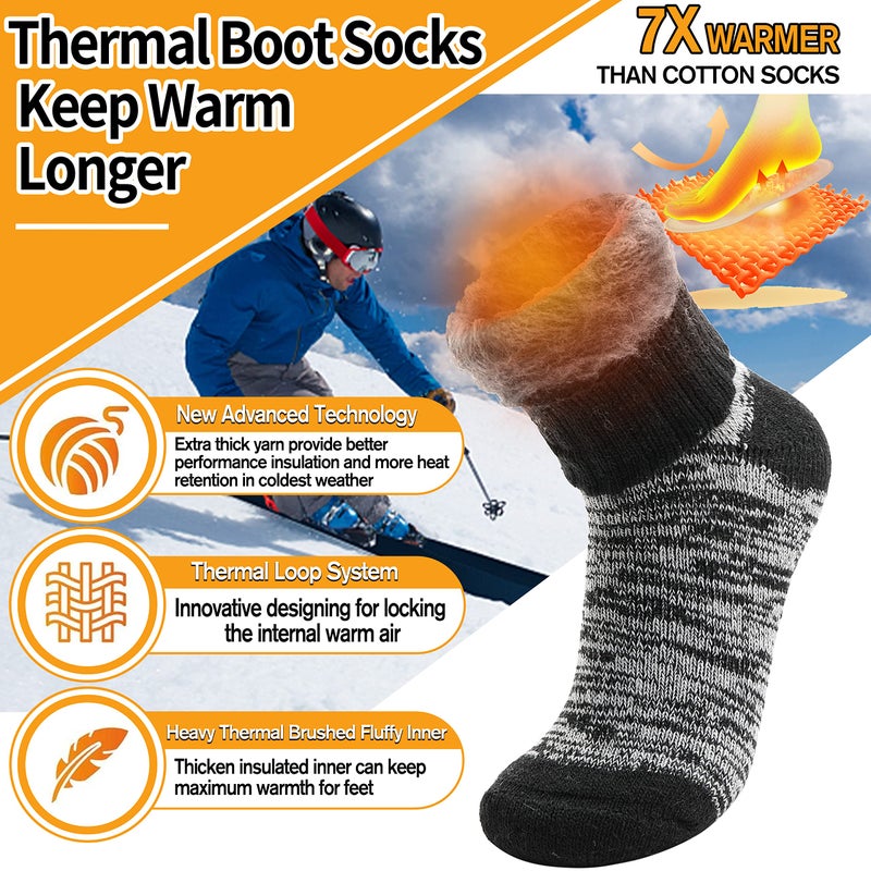 Welwoos Heated Thermal Socks for Women & Men Winter Warm Ski Thick Boot Insulated Gift Socks Stocking Stuffers for Women 3 Pairs (Black,M) - Image 3