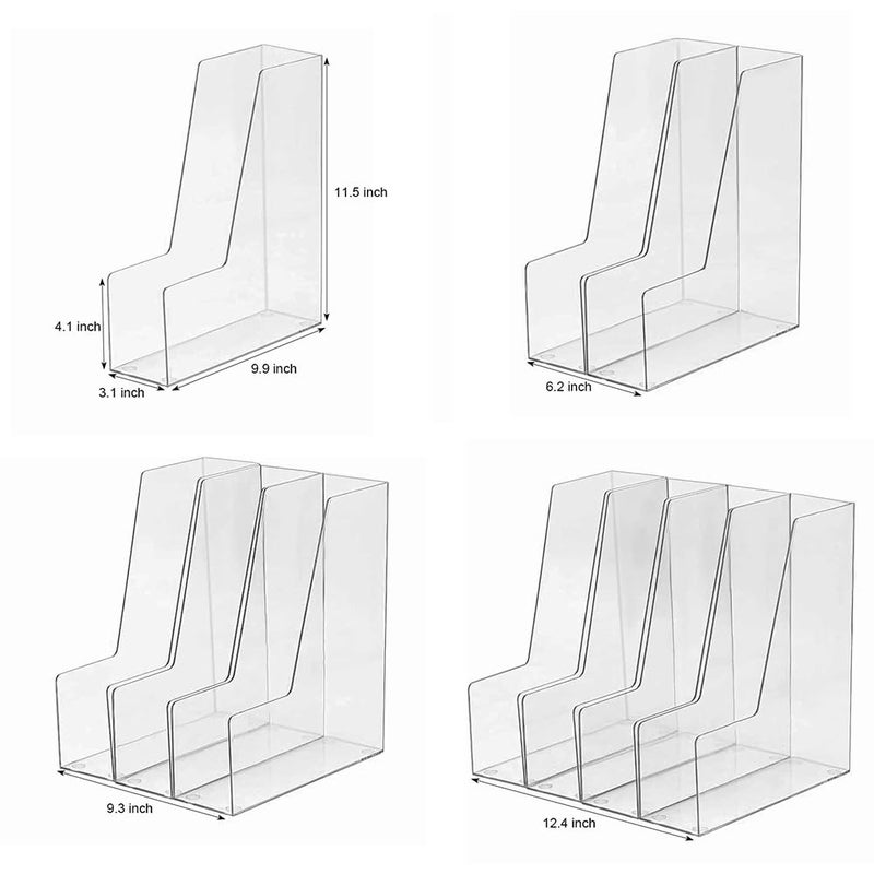 RHONZHAO Vertical File Holder, 4 pack Clear Plastic Document Organizer and Clear Magazine Organizer, Multi-purpose Document Organizer for Home Office - Image 2