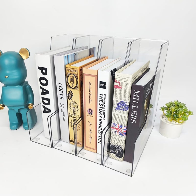 RHONZHAO Vertical File Holder, 4 pack Clear Plastic Document Organizer and Clear Magazine Organizer, Multi-purpose Document Organizer for Home Office - Image 3