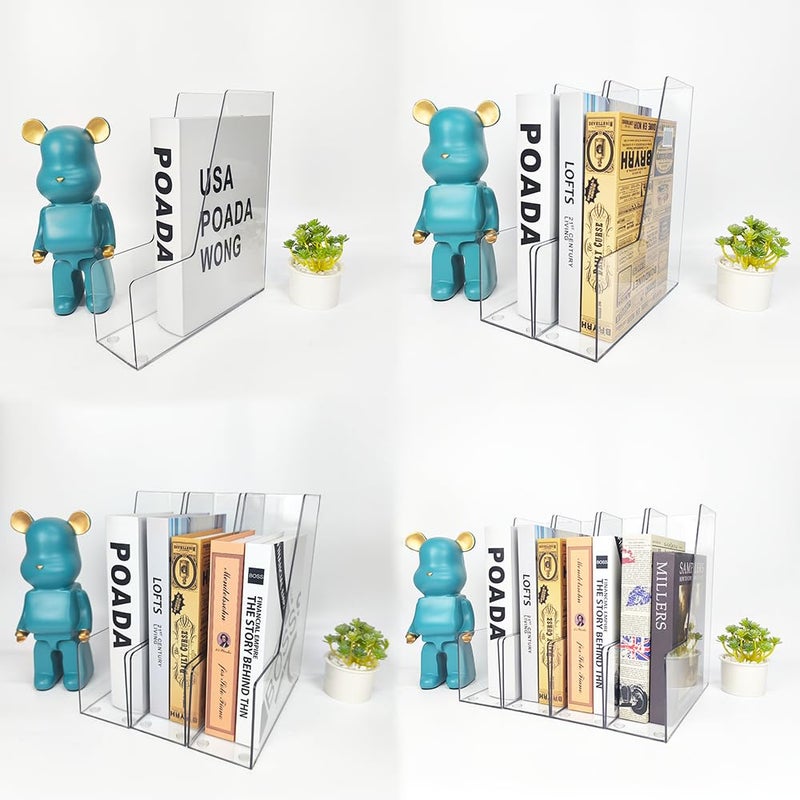 RHONZHAO Vertical File Holder, 4 pack Clear Plastic Document Organizer and Clear Magazine Organizer, Multi-purpose Document Organizer for Home Office - Image 5