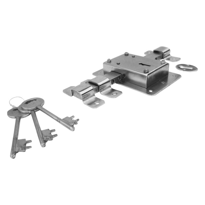 Ramson 10 Chal Key Door Lock Silver Painted Finish - Image 2