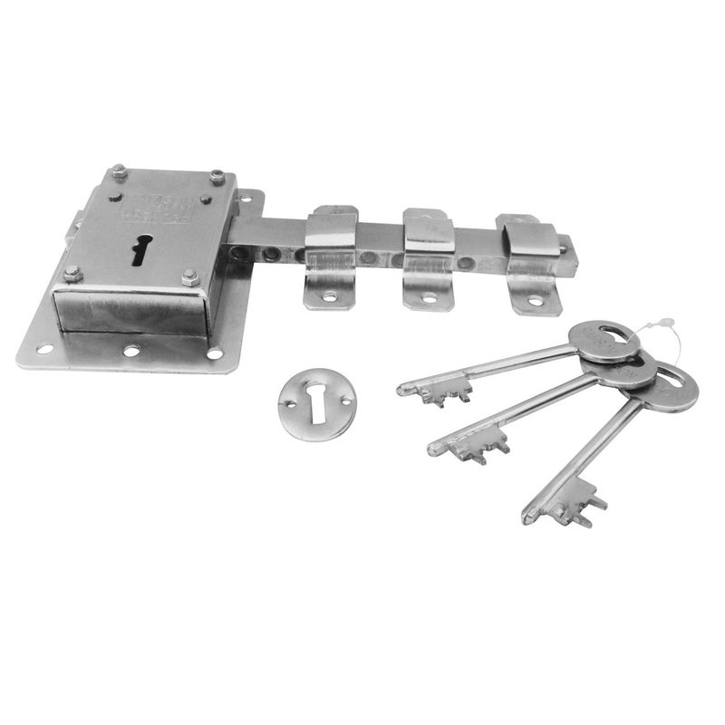 Ramson 10 Chal Key Door Lock Silver Painted Finish - Image 4