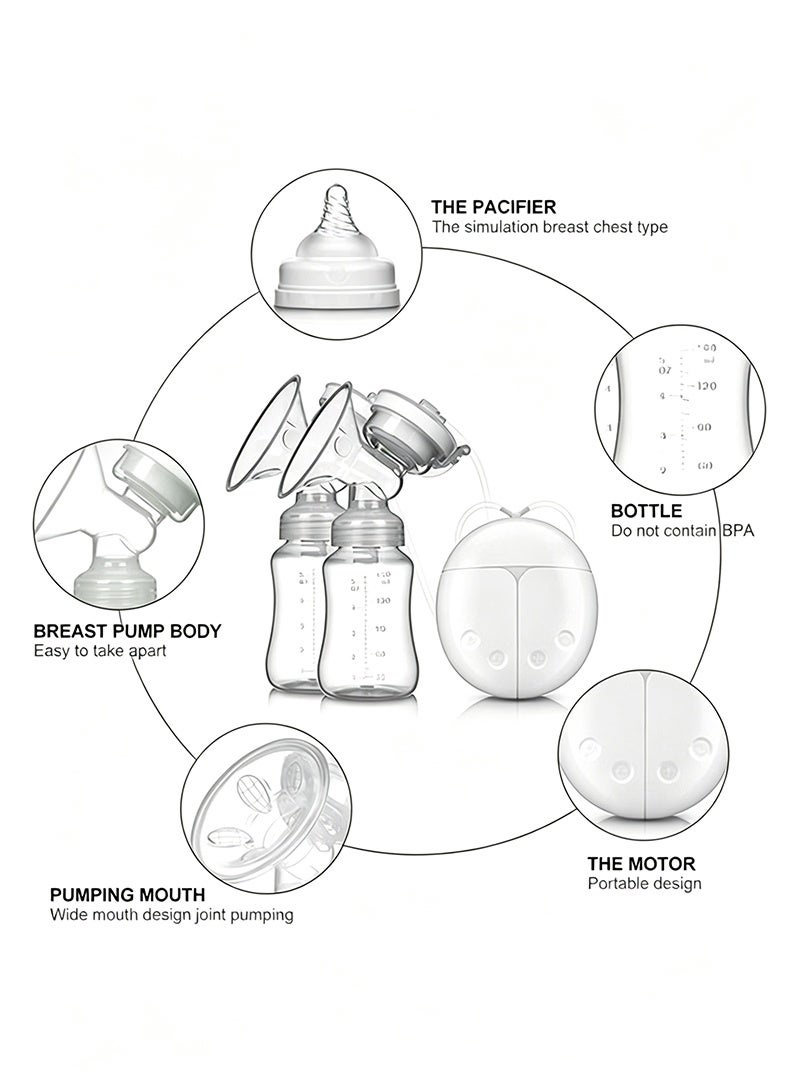 Cady One 2-Piece Portable Double Electric Breastfeeding Breast Pump With Baby Bottles,24MM Flange - Image 5
