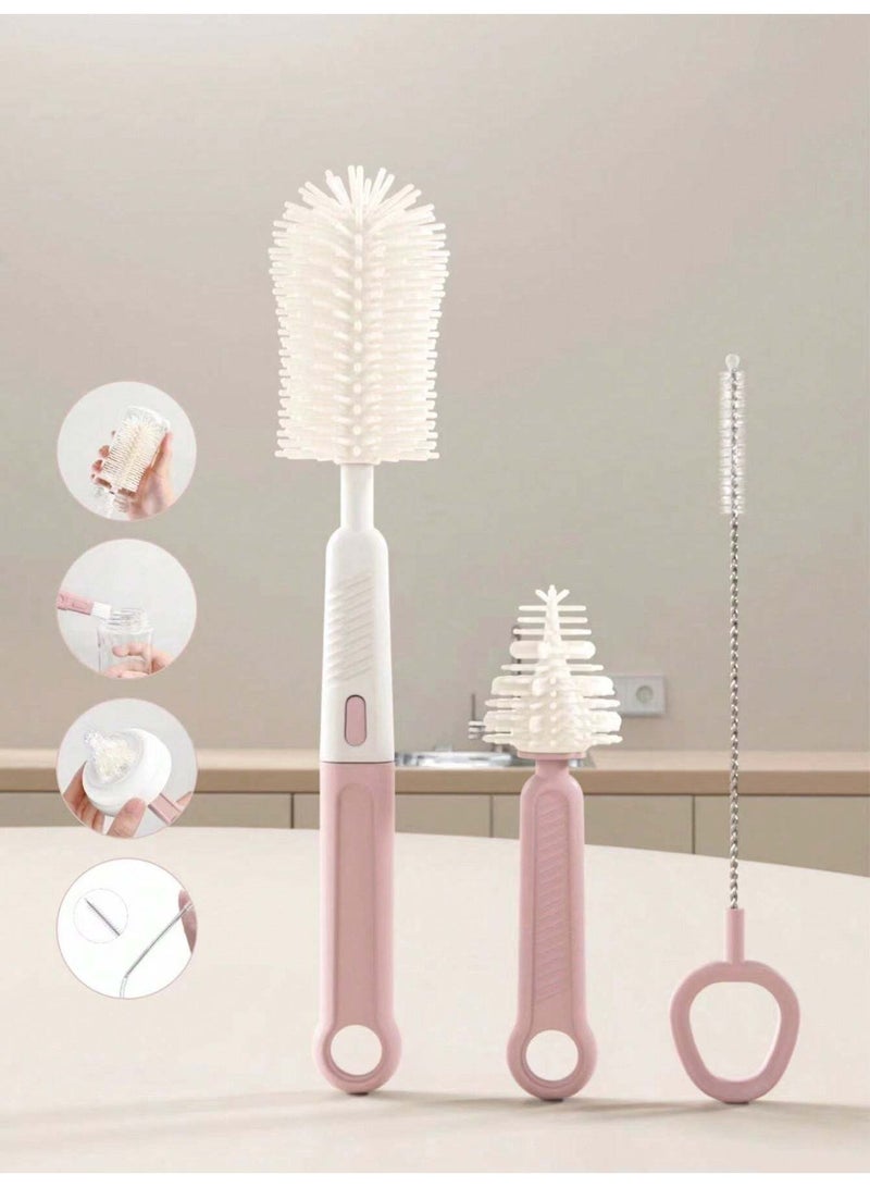 مجموعة فرشاة زجاجات الرضاعة - مجموعة أدوات تنظيف زجاجات السفر مع فرشاة سيليكون، رف تجفيف، فرشاة حلمة، فرشاة قشة، فرشاة فوهة الزجاجة، صندوق تخزين - مجموعة أدوات غسل زجاجات محمولة للاستخدام المنزلي والسفر - Image 1