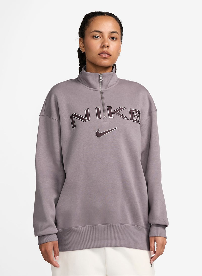 Nike W Nsw Phnx Flc Oos Logo Qz Top  - Image 1