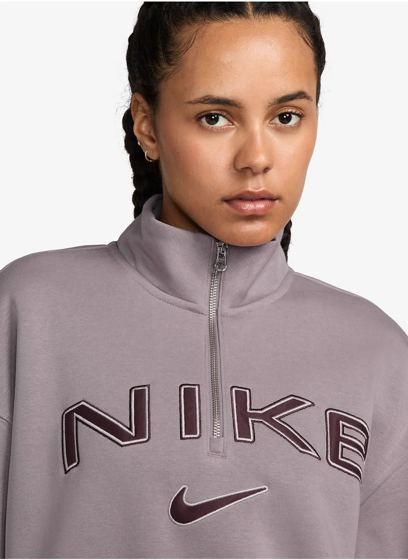 Nike W Nsw Phnx Flc Oos Logo Qz Top