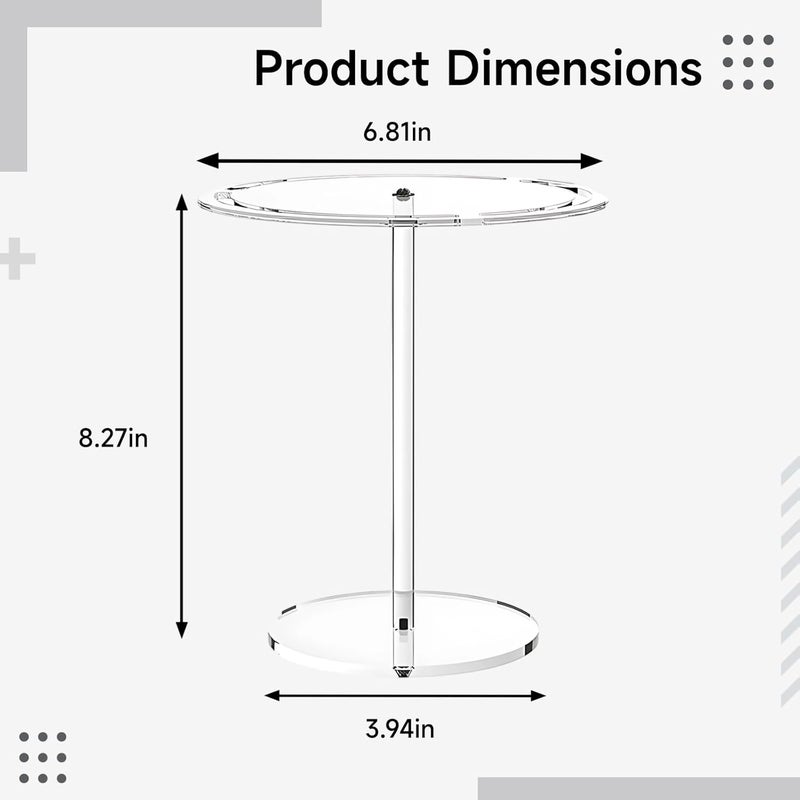 360° Rotating Sunglasses Display Holder, 8.3 in Height, Acrylic Stand with Clear Top 6.8 in, Base 3.93 in, Sunglasses Organizer - Image 3